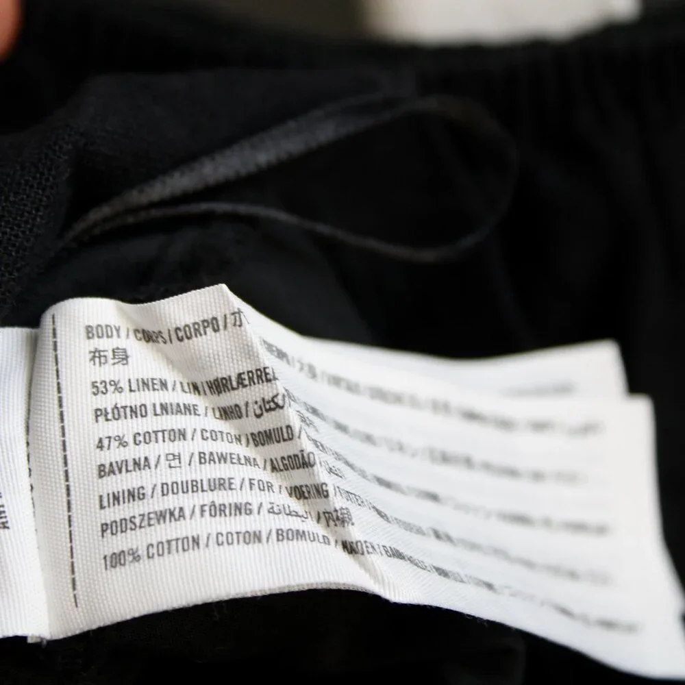 Abercrombie & Fitch x Tia Booth Black Linen Poof Sleeve Crop Top Size Large - Picture 4 of 5